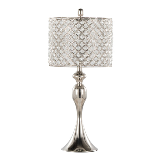 Set of two Lumi Source Ashland contemporary table lamps with square clear crystal accents and polished nickel finish.