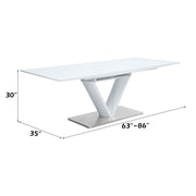 Gallegos - Dining Table With Leaf - White High Gloss - R&R Furniture Gallery (Fountain Valley, CA)