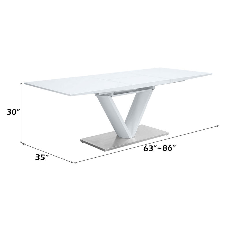 Gallegos - Dining Table With Leaf - White High Gloss - R&R Furniture Gallery (Fountain Valley, CA)