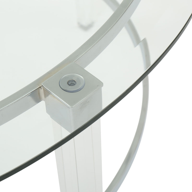 Tempered Glass Round Coffee Table With Four Legs - Clear - R&R Furniture Gallery (Fountain Valley, CA)