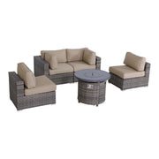 Wicker Outdoor Lounge Set With Cushions And Fire Pit - R&R Furniture Gallery (Fountain Valley, CA)