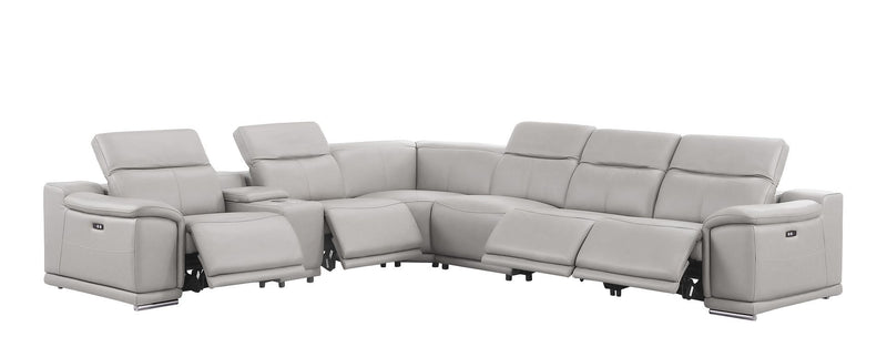 2679 - 7-Piece L-Shaped Power Reclining Sectional In Genuine Leather (4 Recliners)