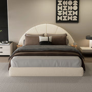 Queen Arched Bed With Small Table, Floor Standing Design - Beige - R&R Furniture Gallery (Fountain Valley, CA)