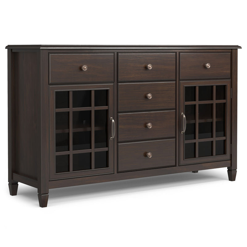 Connaught Sideboard Buffet with Glass-Front Cabinets & 6 Drawers — Vintage Style Dining Storage - R&R Furniture Gallery (Fountain Valley, CA)