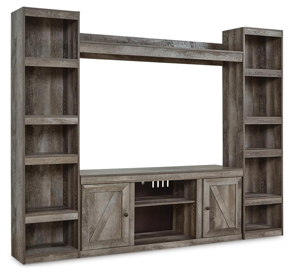Wynnlow - 4-Piece Entertainment Center With LG TV Stand W/Fireplace Option - Gray