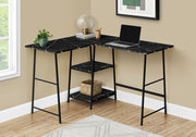 Computer Desk, Home Office, Corner, Storage Shelves, L Shape, Work, Laptop, Marble Look Laminate, Contemporary, Modern - R&R Furniture Gallery (Fountain Valley, CA)