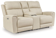 Dahlmoore - Dbl Power Reclining Loveseat With Console - Almond - R&R Furniture Gallery (Fountain Valley, CA)
