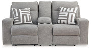 Biscoe - Power Reclining Loveseat With Console /Adj Headrest - Pewter - R&R Furniture Gallery (Fountain Valley, CA)