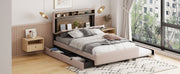 Upholstered Platform Bed With Storage Headboard, Trundle & 2 Drawers And A Set Of Sockets & USB Ports - R&R Furniture Gallery (Fountain Valley, CA)