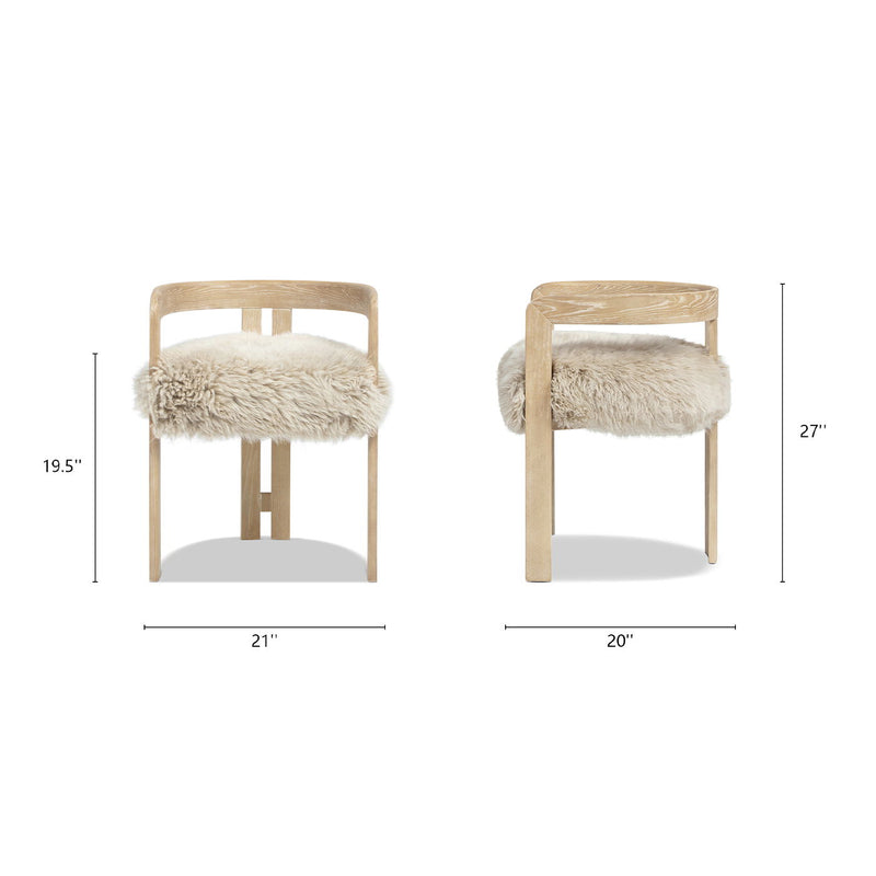 Jennifer Taylor Home Millwick low back dining arm chair in natural blonde wood with sleek, modern design and smooth finish.