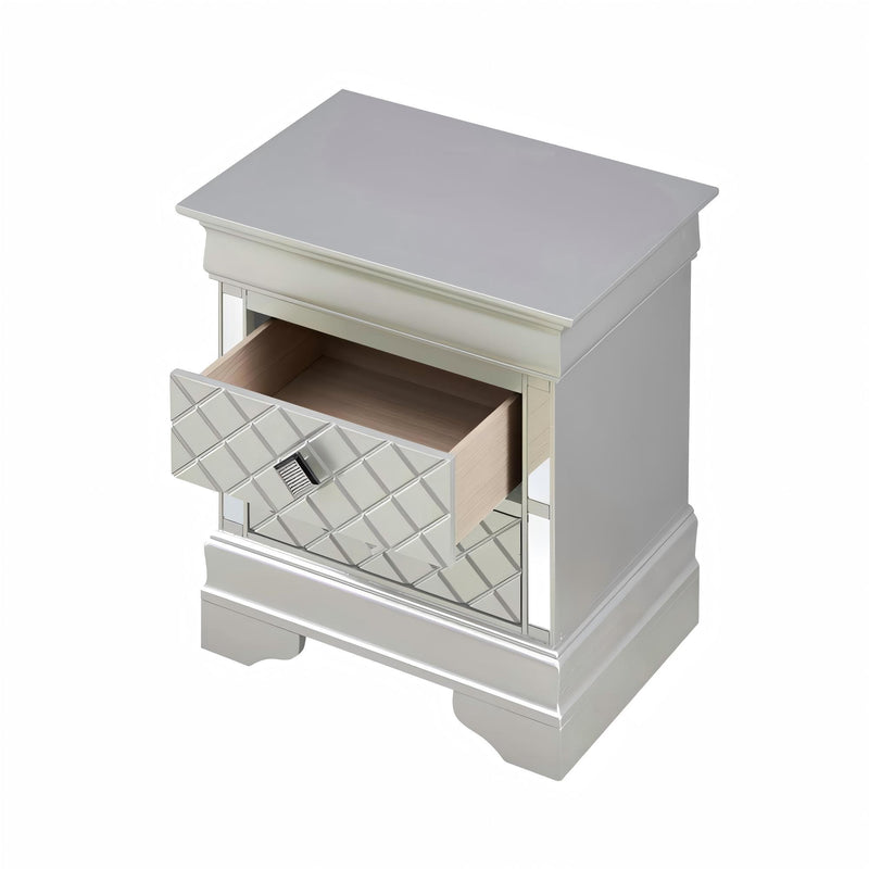 Glory Furniture Verona accent nightstand with a sleek wooden finish and single drawer, ideal for bedroom decor.