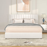 Anda - Boucle Upholstered Platform Bed With Patented Drawers Storage - Ivory - R&R Furniture Gallery (Fountain Valley, CA)