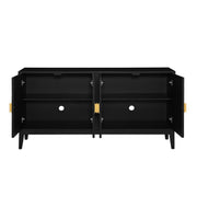 4 Door Sideboard Storage Cabinet For Living Room And Dining Room, 2 Large Cabinets With Gold Handles And Adjustable Shelf - Black - R&R Furniture Gallery (Fountain Valley, CA)