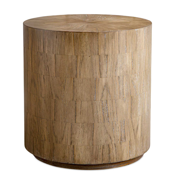 Nevis - Wood Cylinder Side Table - Woodtone