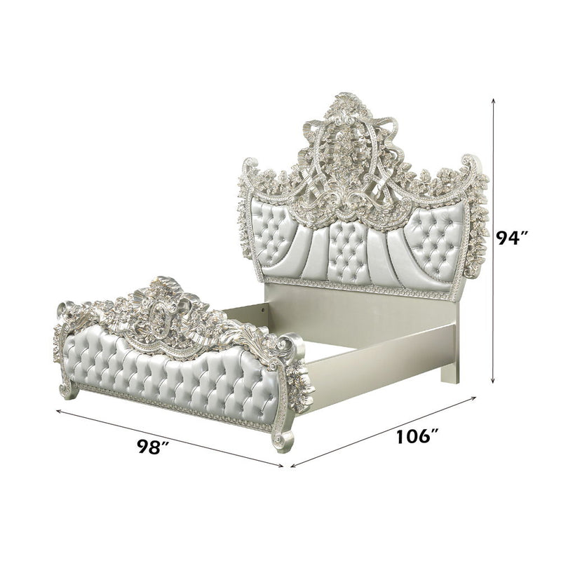 Sandoval - Eastern King Bed - Beige Synthetic Leather & Champagne - R&R Furniture Gallery (Fountain Valley, CA)