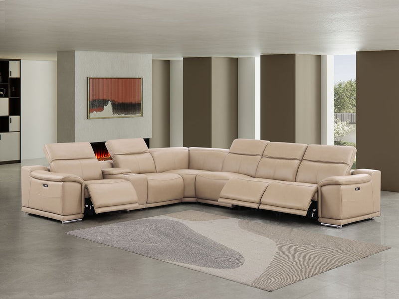 2679 - 7-Piece L-Shaped Power Reclining Sectional In Genuine Leather (3 Recliners)