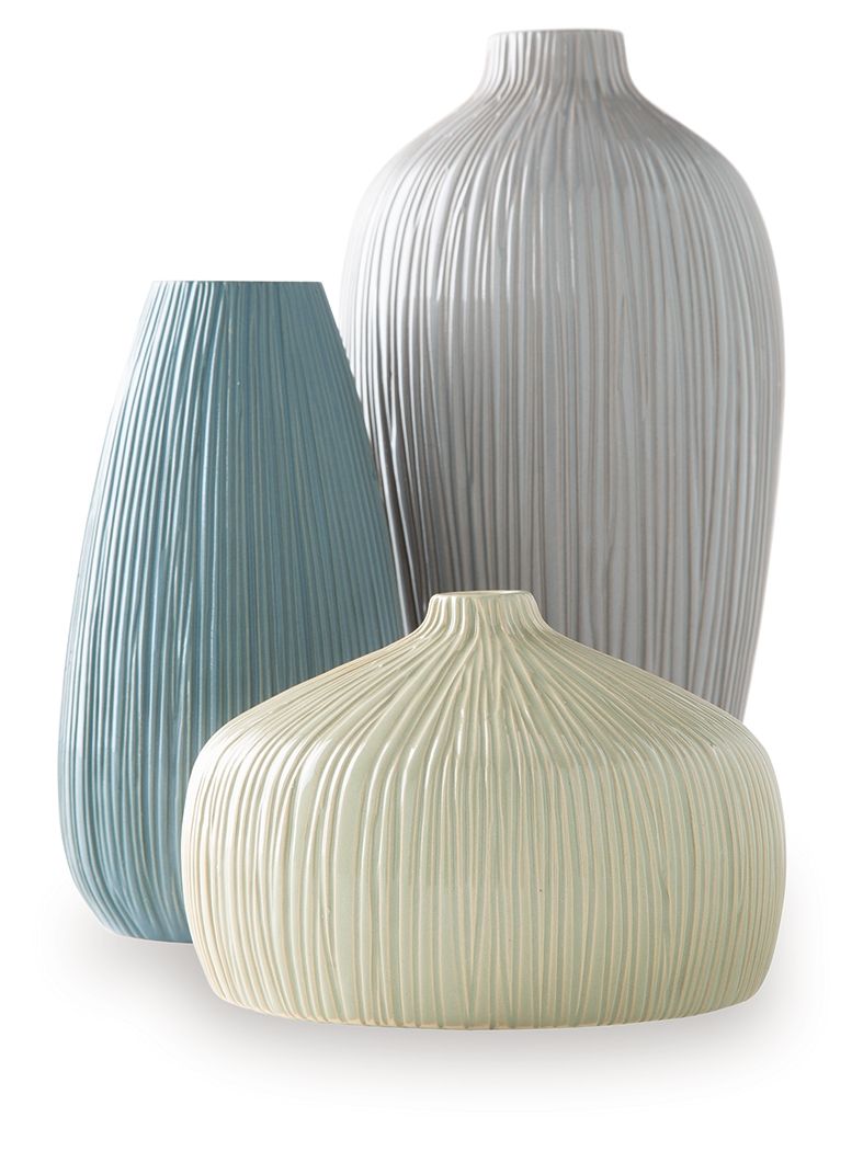 Eiderman - Vase Set (Set of 3) - Gray / Blue / Green - R&R Furniture Gallery (Fountain Valley, CA)
