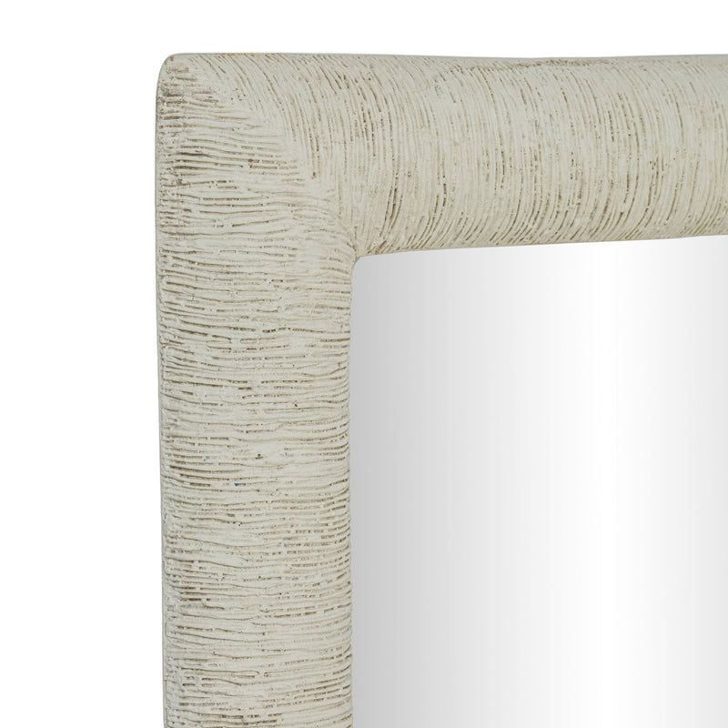 TOV Furniture Orpheus 34x47-inch ribbed rectangular wall mirror with faux stone frame, stylish and modern home decor accessory.