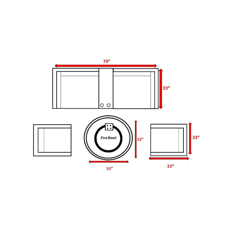 Patio Seating Group For 4 With Cushions And Fire Pit Table - Brown - R&R Furniture Gallery (Fountain Valley, CA)