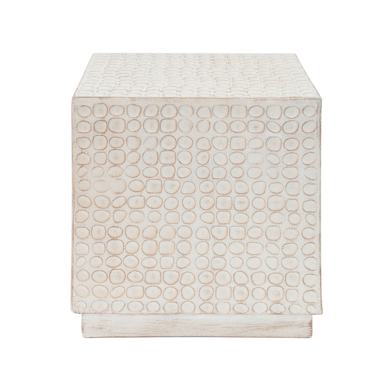 Chic Modern Mgo Cube Side Table With Fluted Design - Antique Brown - R&R Furniture Gallery (Fountain Valley, CA)