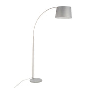 Lumi Source March contemporary floor lamp with sleek design and a tall, curved metal stand and a round lampshade.