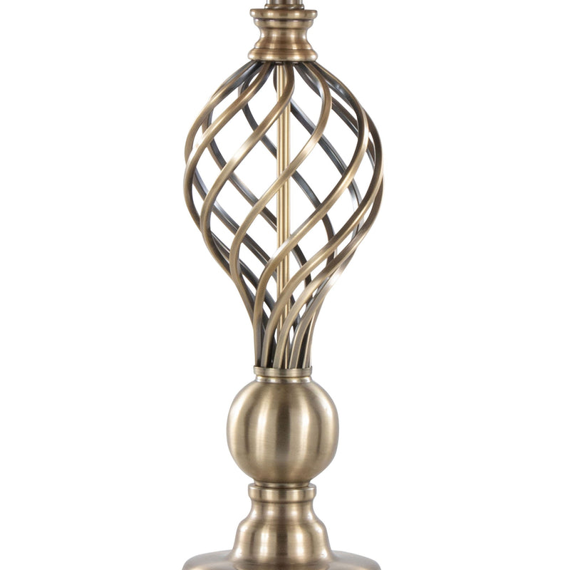 Pair of Lumi Source Linx Twist contemporary table lamps in antique soft brass and white finish, featuring sleek modern design.