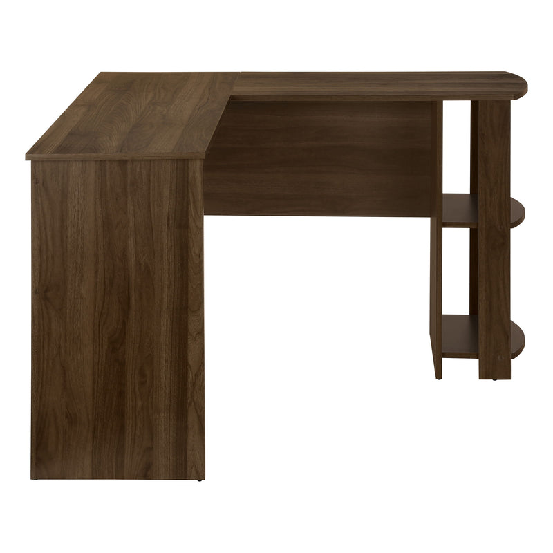 Computer Desk, Home Office, Corner, Storage Shelves, L Shape, Laptop, Contemporary & Modern - Walnut - R&R Furniture Gallery (Fountain Valley, CA)