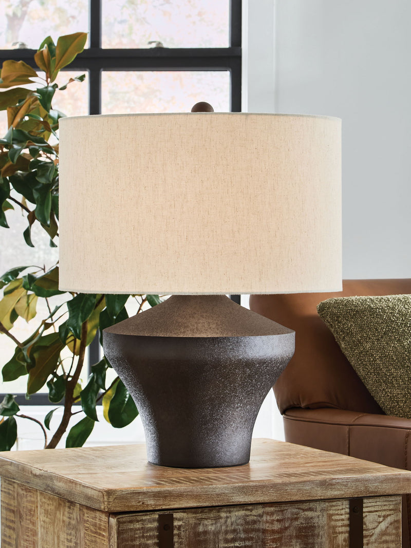 Dolanham - Metal Table Lamp - Distressed Brown - R&R Furniture Gallery (Fountain Valley, CA)