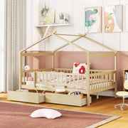 DreamHaus house bed with built-in storage drawers, featuring a cozy house-shaped design and sturdy wooden frame.