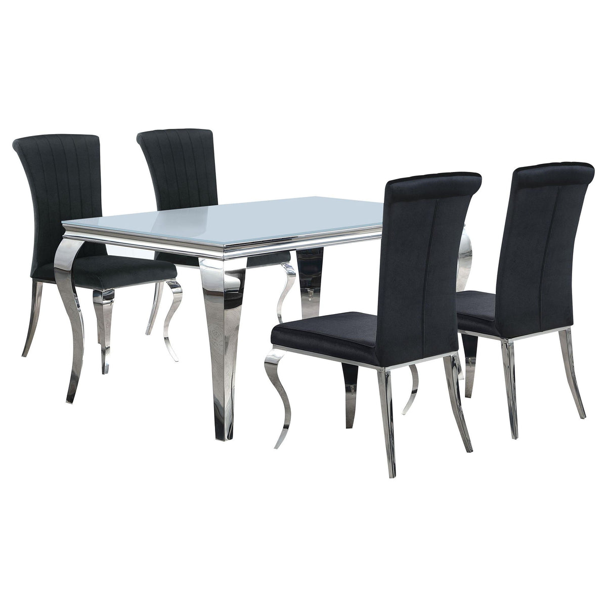Carone 5-piece 61-inch Rectangular White Glass Dining Set Black