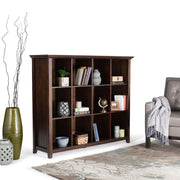 Handcrafted cube storage organizer by Simpli-Home showing cube compartments with a natural wood finish for versatile storage.