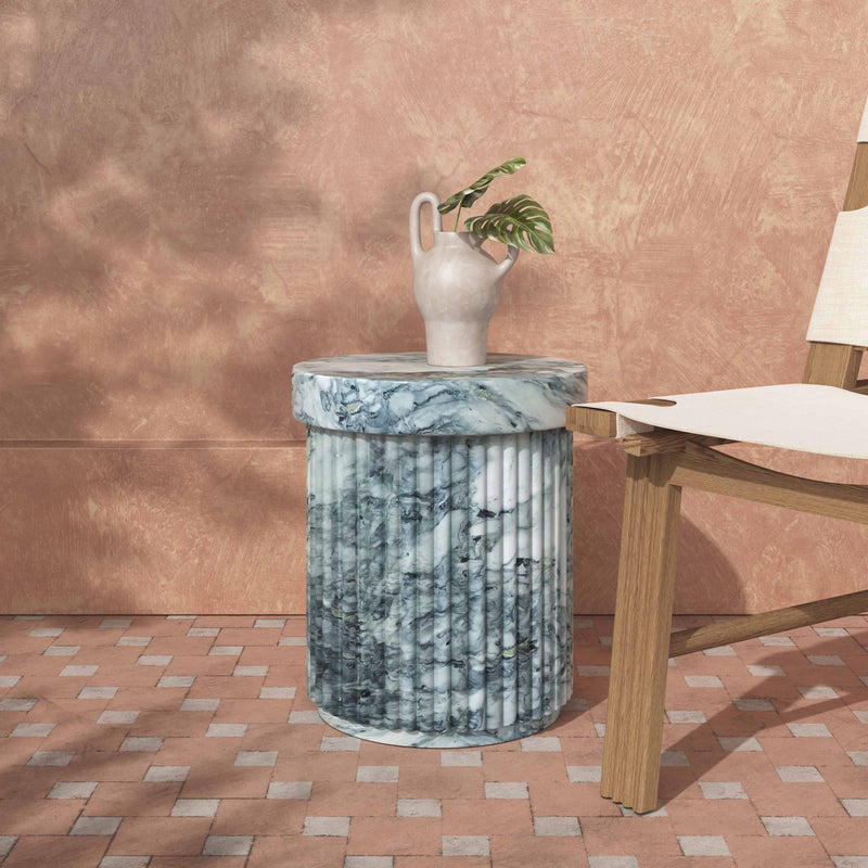Serafina - Concrete Indoor / Outdoor Side Table - Marble Pattern - R&R Furniture Gallery (Fountain Valley, CA)