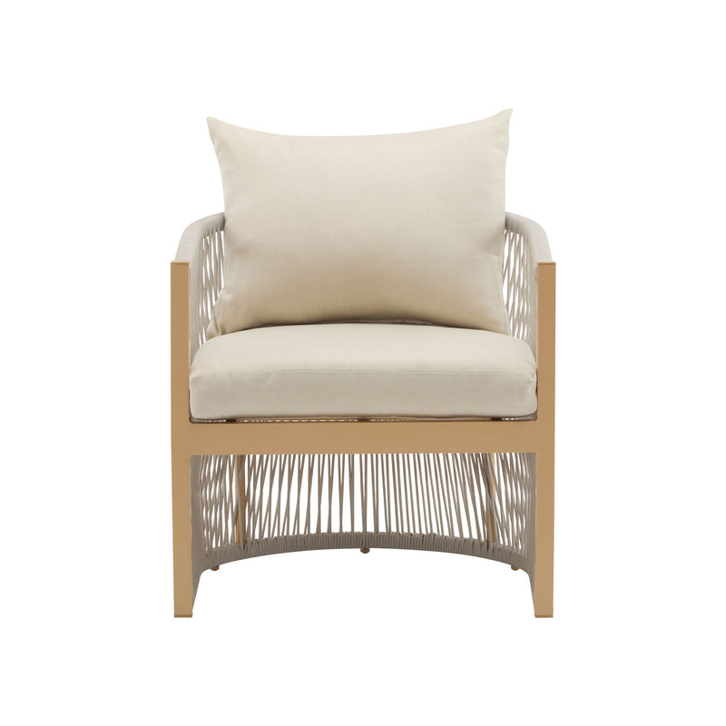 Modern Curved Aluminum Lounge Chair With Stylish Rope Weave Design And Cushioned Comfort For Outdoor - R&R Furniture Gallery (Fountain Valley, CA)