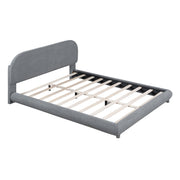 Upholstered Platform Bed With Thick Solid Frame And Stylish Curve-Shaped Design - R&R Furniture Gallery (Fountain Valley, CA)