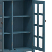 Handcrafted Acadian medium storage cabinet by Simpli-Home, featuring a rustic wooden accent cabinet with doors and storage space.