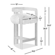 Jennifer Taylor Home Millwick low back counter stool with wooden legs and upholstered seat, suitable for kitchen or bar area.
