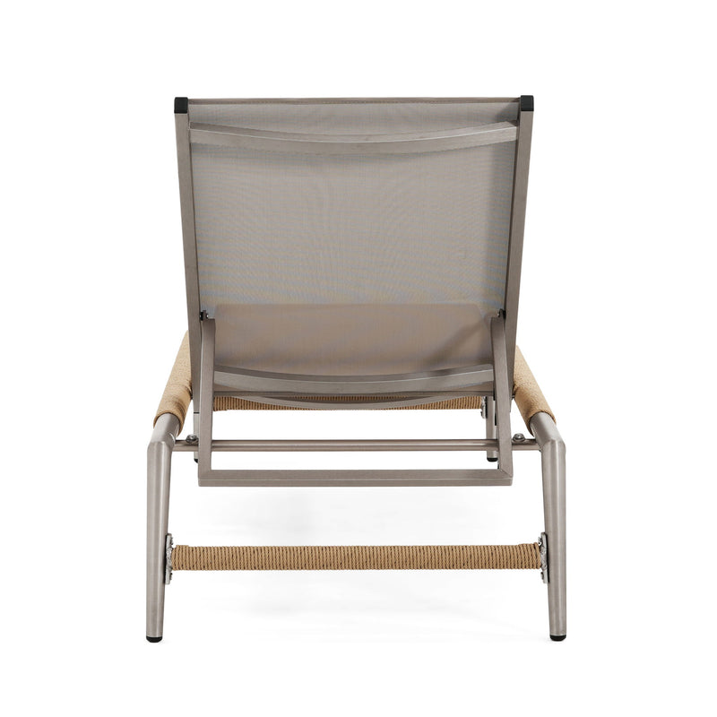Hargrove - Outdoor Patio Aluminun Chaise Lounge, Outdoor Mesh Seat - Natural / Silver - R&R Furniture Gallery (Fountain Valley, CA)