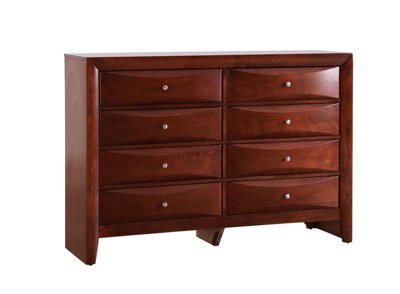 Glory Furniture Marilla dresser with sleek wooden finish and multiple drawers, modern storage solution for bedroom organization.