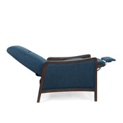 Contemporary fabric upholstered Noble House Drury pushback recliner with padded armrests and modern design.
