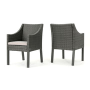 Outdoor Rattan Dining Chair With Straight Legs And Sloped Arms (Sey of 2) - R&R Furniture Gallery (Fountain Valley, CA)