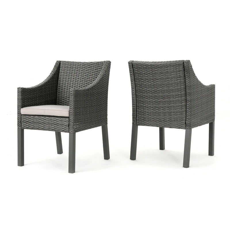 Outdoor Rattan Dining Chair With Straight Legs And Sloped Arms (Sey of 2) - R&R Furniture Gallery (Fountain Valley, CA)