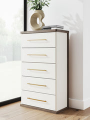 Kendanport - Five Drawer Chest - Brown / White - R&R Furniture Gallery (Fountain Valley, CA)