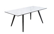 Caspian - Dining Table - White Printed Faux Marble Top & Black - R&R Furniture Gallery (Fountain Valley, CA)