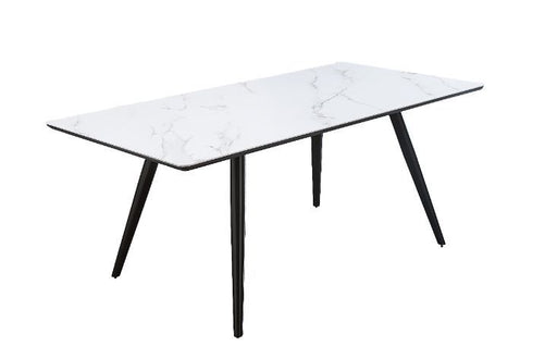 Caspian - Dining Table - White Printed Faux Marble Top & Black - R&R Furniture Gallery (Fountain Valley, CA)