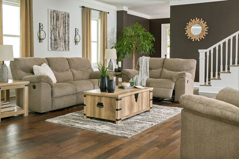 Signature Design by Ashley Alphons living room set with reclining sofas and loveseats in a modern fabric finish.