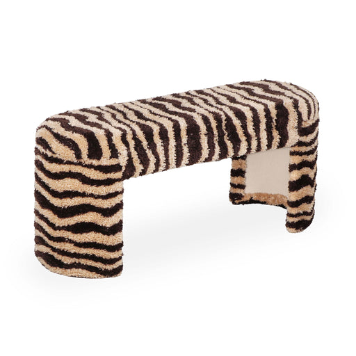 Zebra - Striped Tufted Bench - Brown - R&R Furniture Gallery (Fountain Valley, CA)