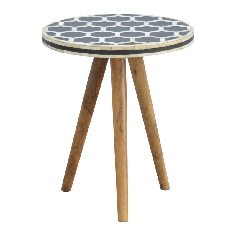 Inlay Bone Tripod Stool - Beige / White - R&R Furniture Gallery (Fountain Valley, CA)