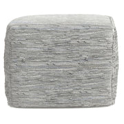 Handcrafted square Fredrik accent pouf by Simpli-Home with a soft fabric cover and modern design, suitable as a versatile home decor piece.