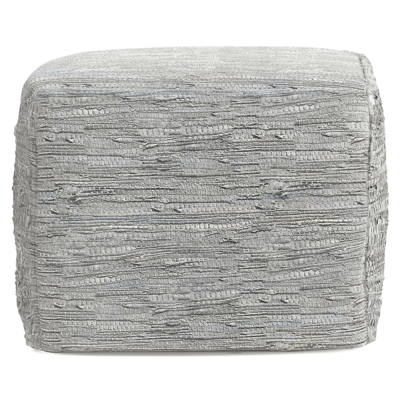 Handcrafted square Fredrik accent pouf by Simpli-Home with a soft fabric cover and modern design, suitable as a versatile home decor piece.