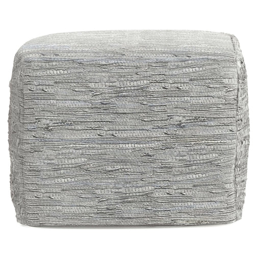 Handcrafted square Fredrik accent pouf by Simpli-Home with a soft fabric cover and modern design, suitable as a versatile home decor piece.